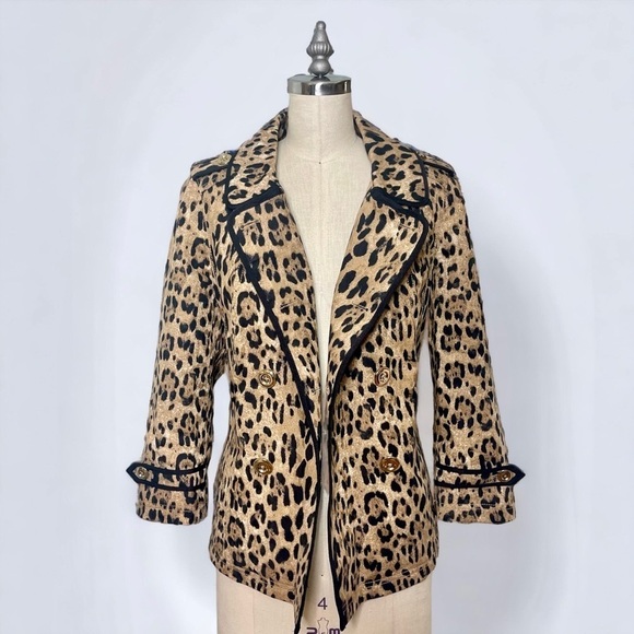 White House Black Market Leopard Print Jacket 4 Small - Picture 4 of 16